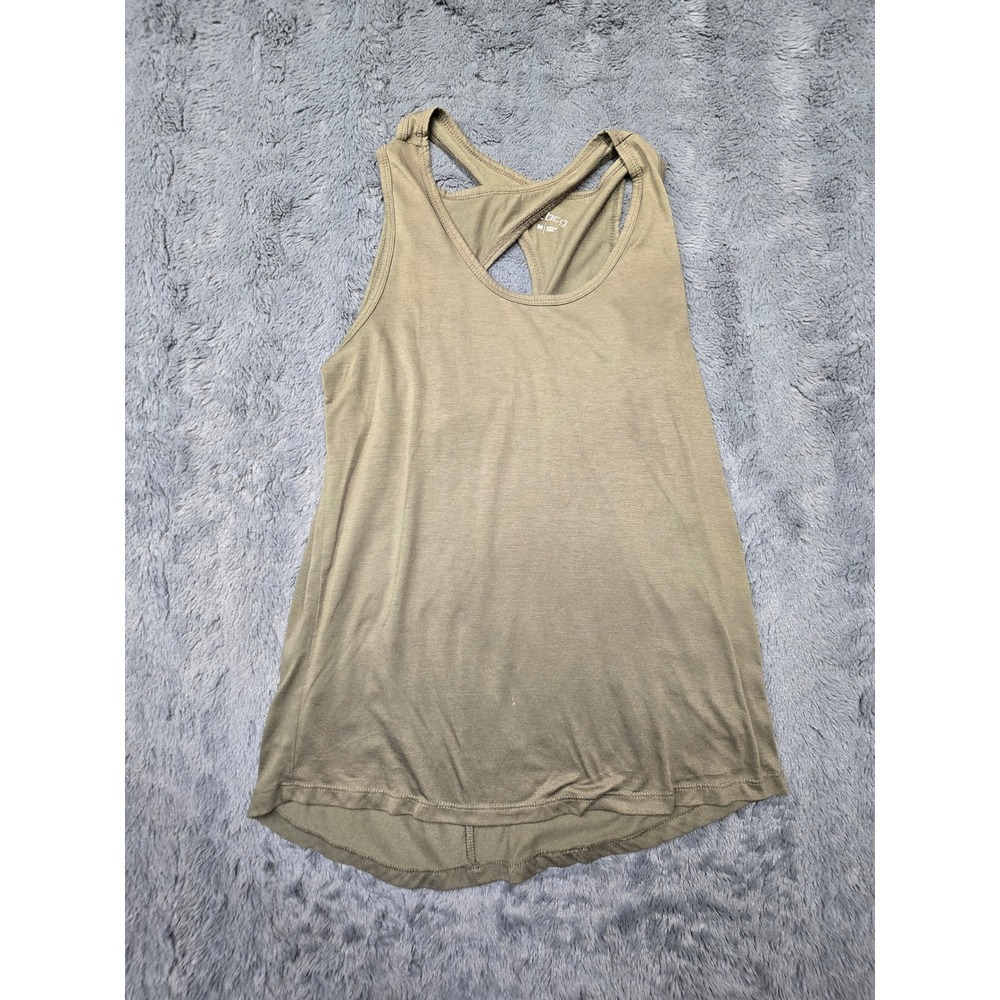 BCG Womens Active Tank Top Olive Green Keyhole Back Cross Strap‎ Size M 0432